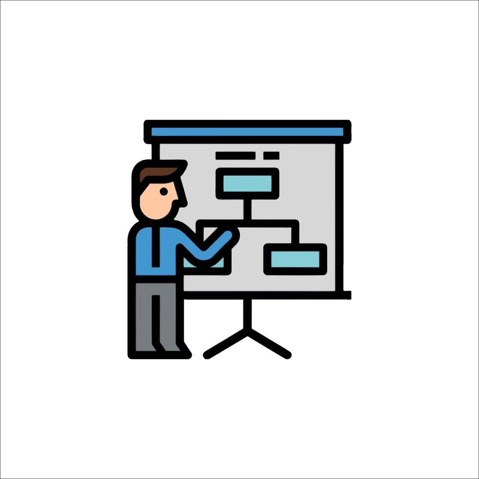 Businessman presenting a presentation on a whiteboard vector