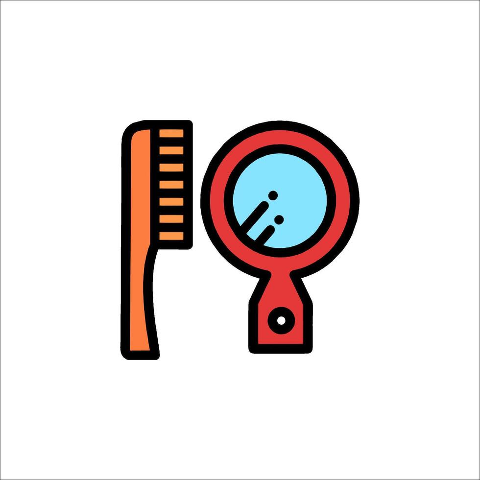 A magnifying glass and a comb icon vector