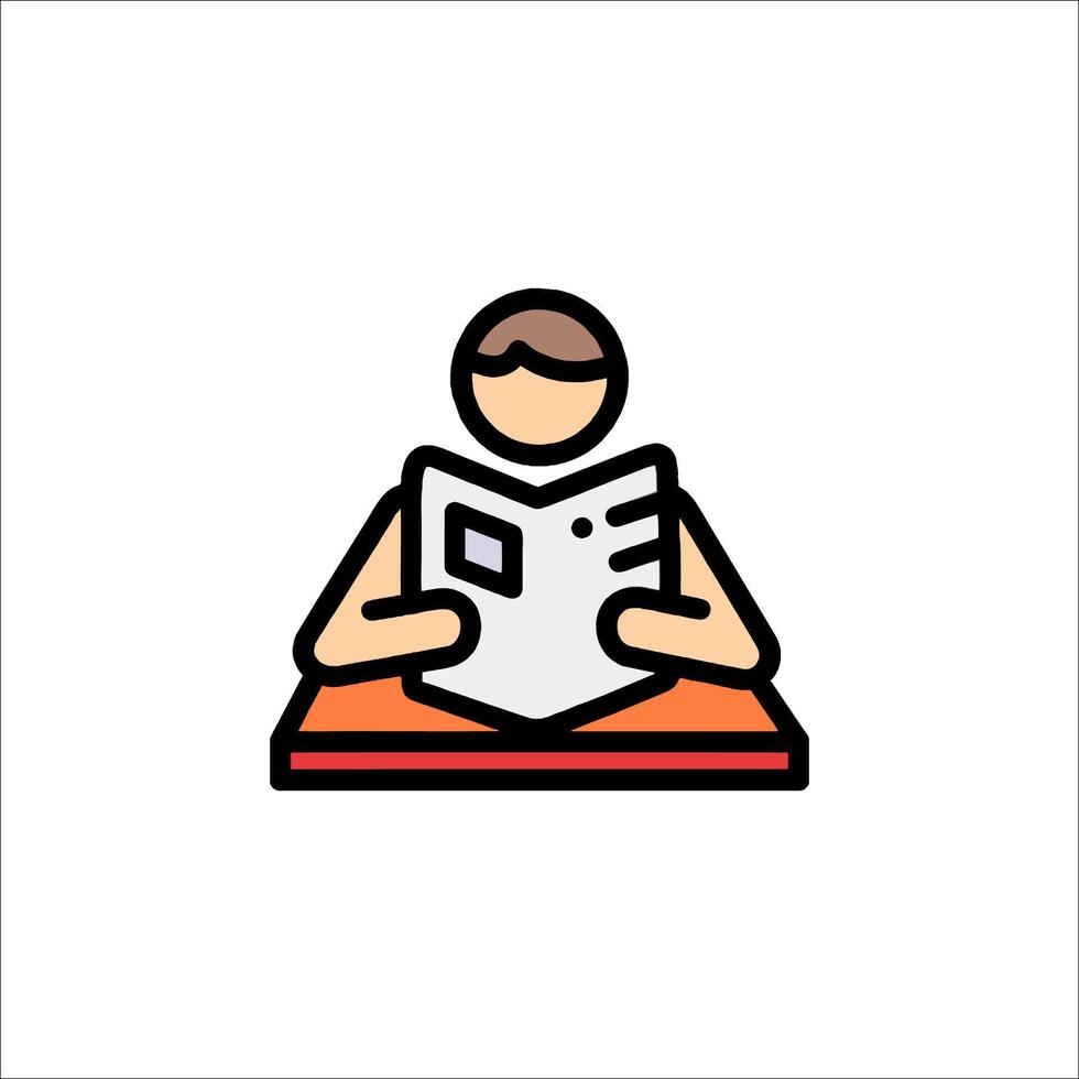 A man reading a book icon vector