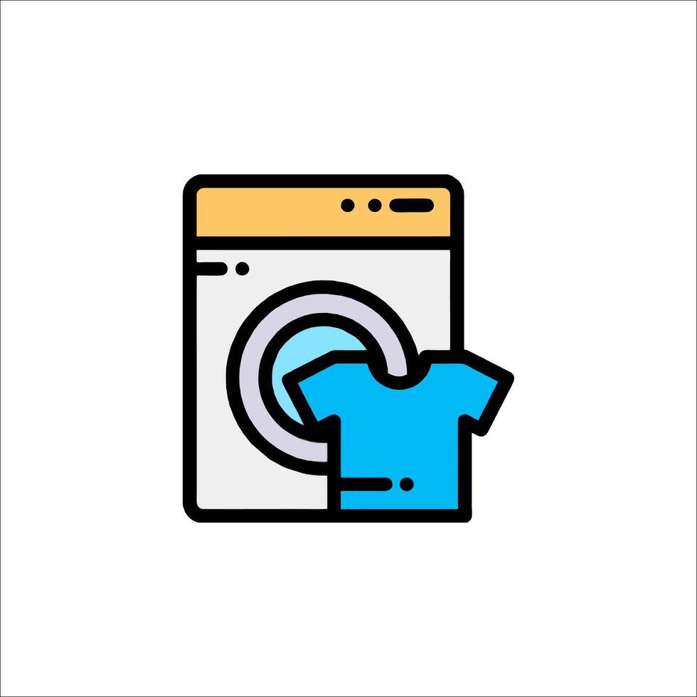 A laundry machine with a shirt inside vector