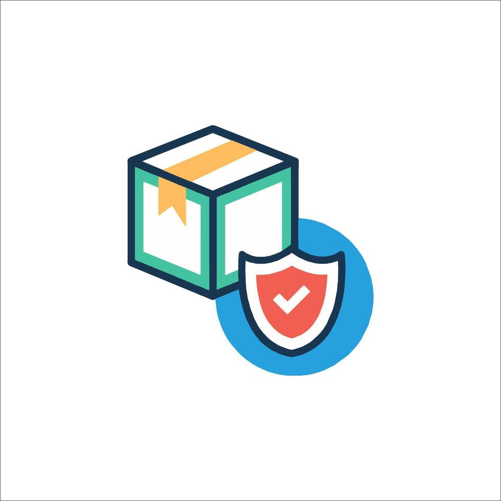 A box with a shield and a check mark on it vector