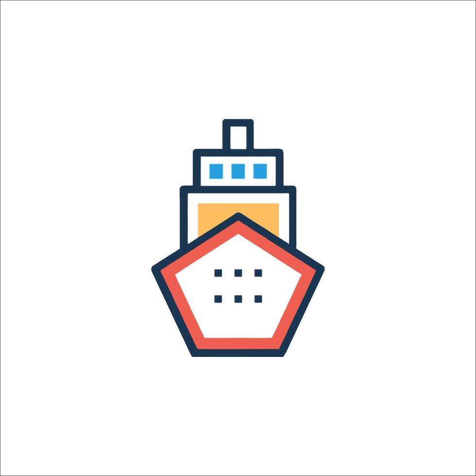 A ship icon with a red and blue outline vector