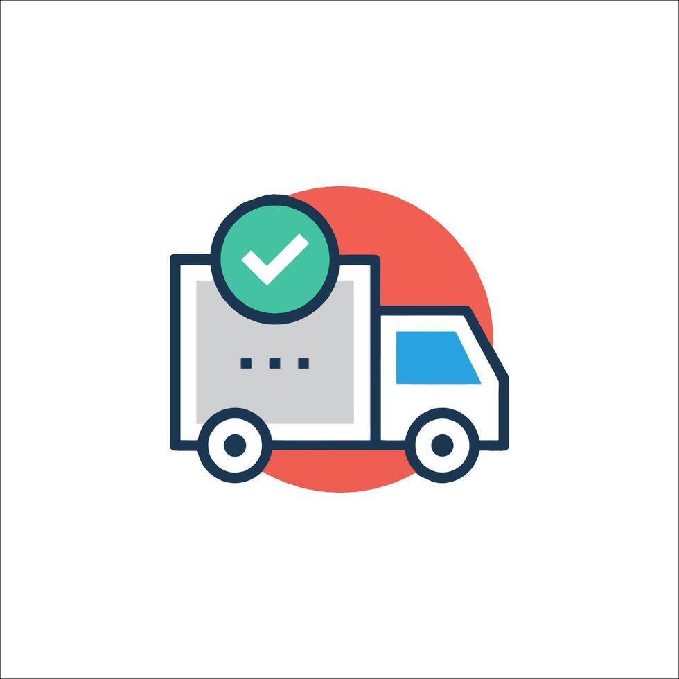 Delivery truck icon with check mark vector