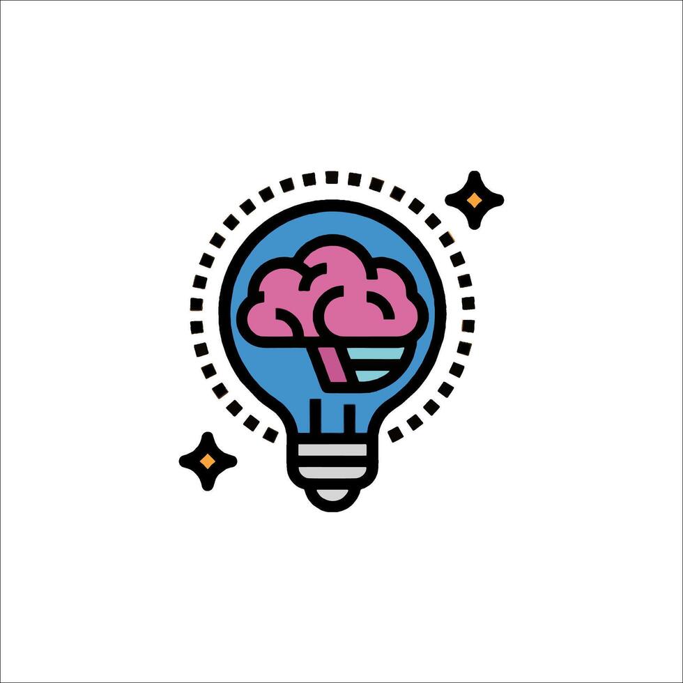 A light bulb with a brain inside it vector