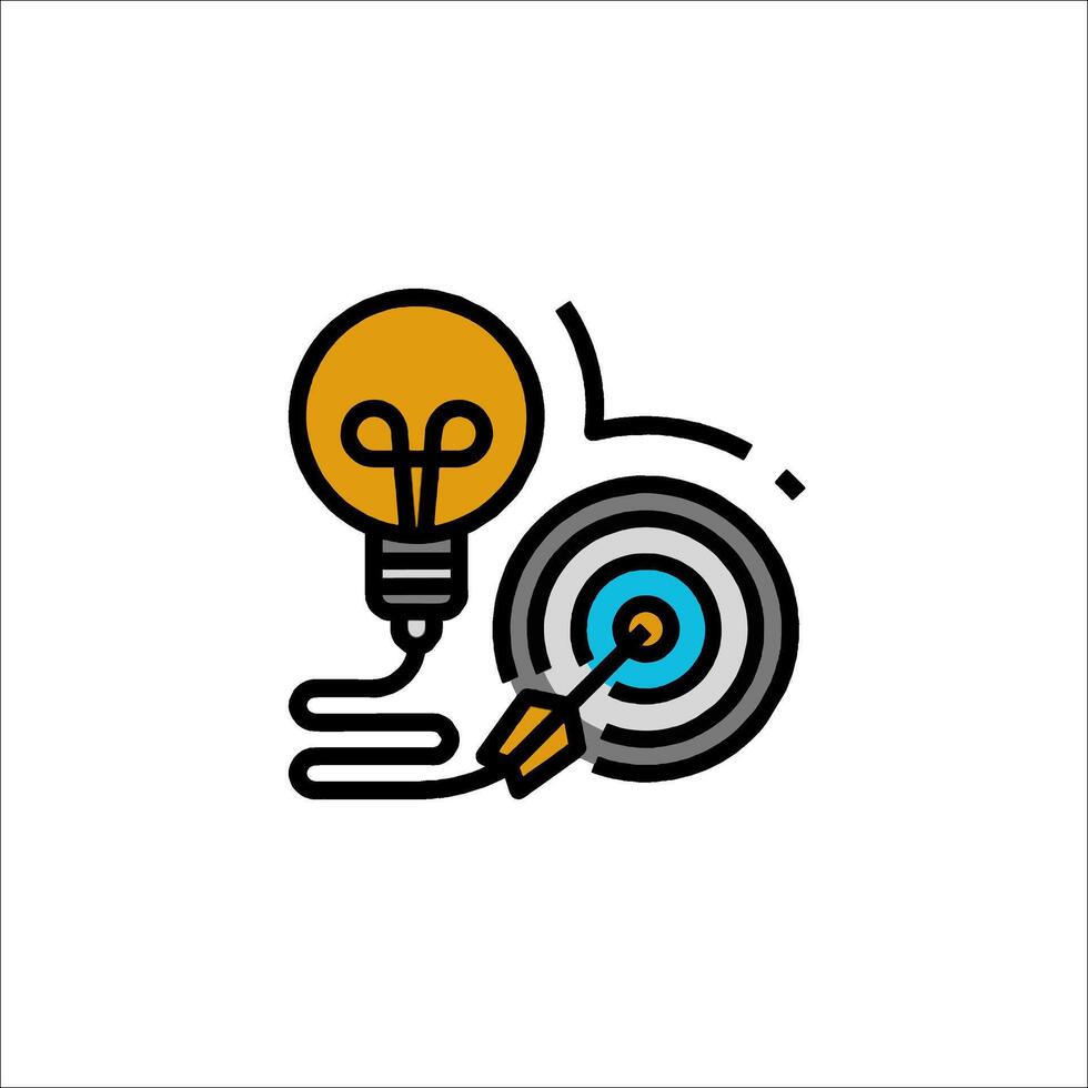 An icon of a light bulb with a target vector