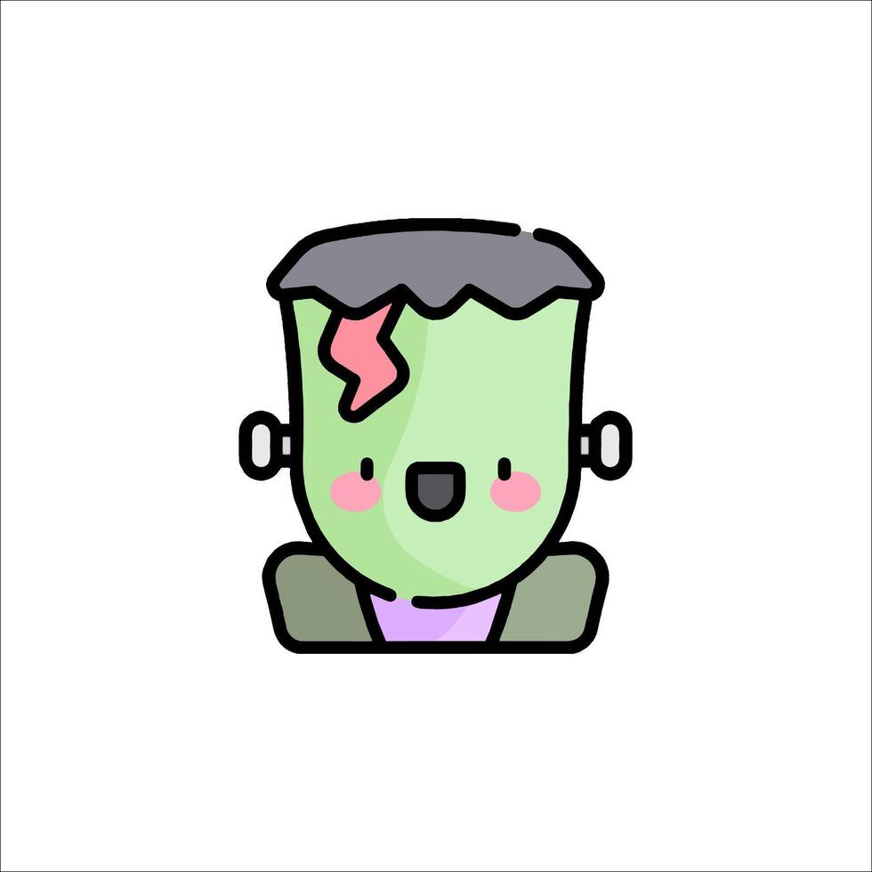 A cartoon character with a green face and pink hair vector