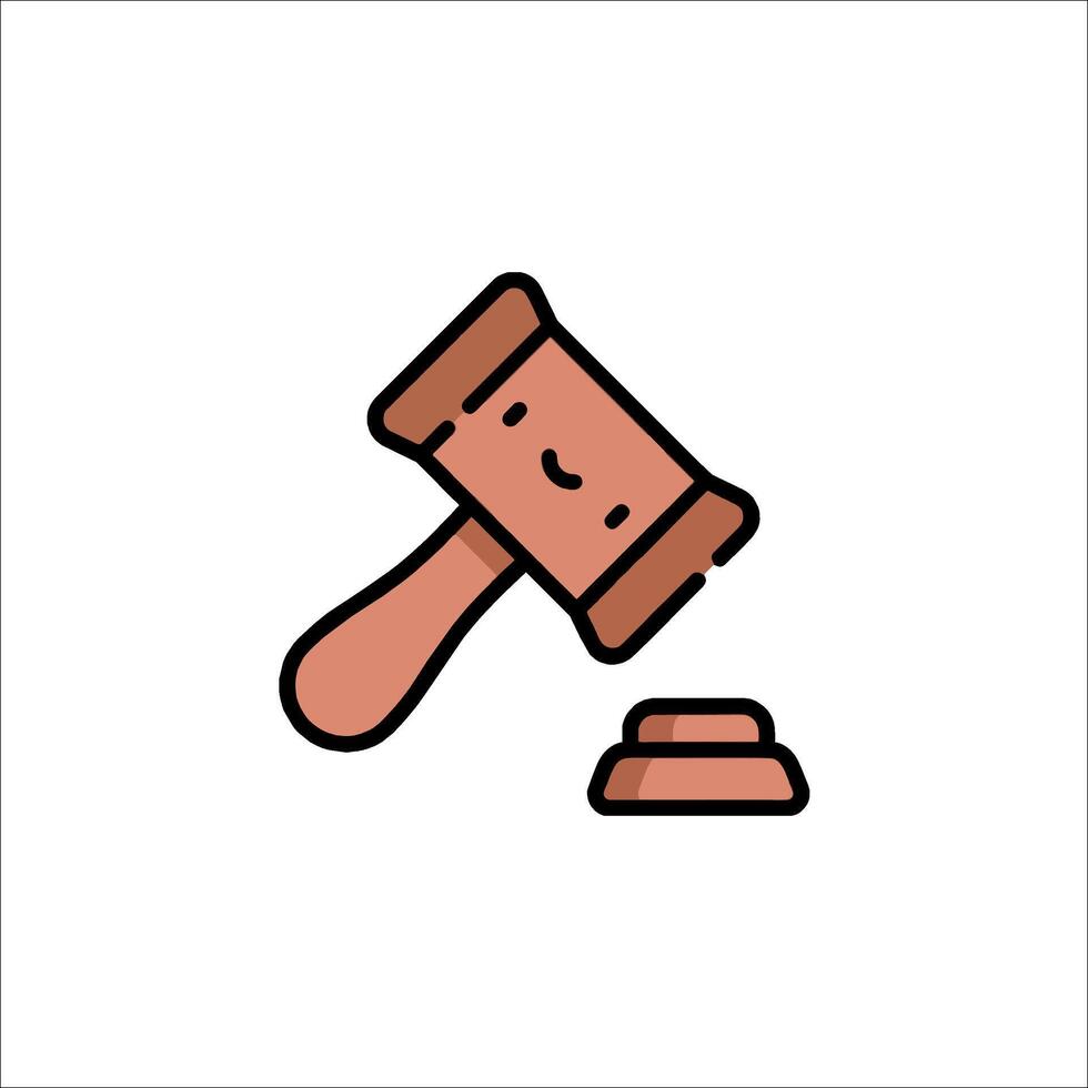 A judge's gavel icon with a smiley face vector