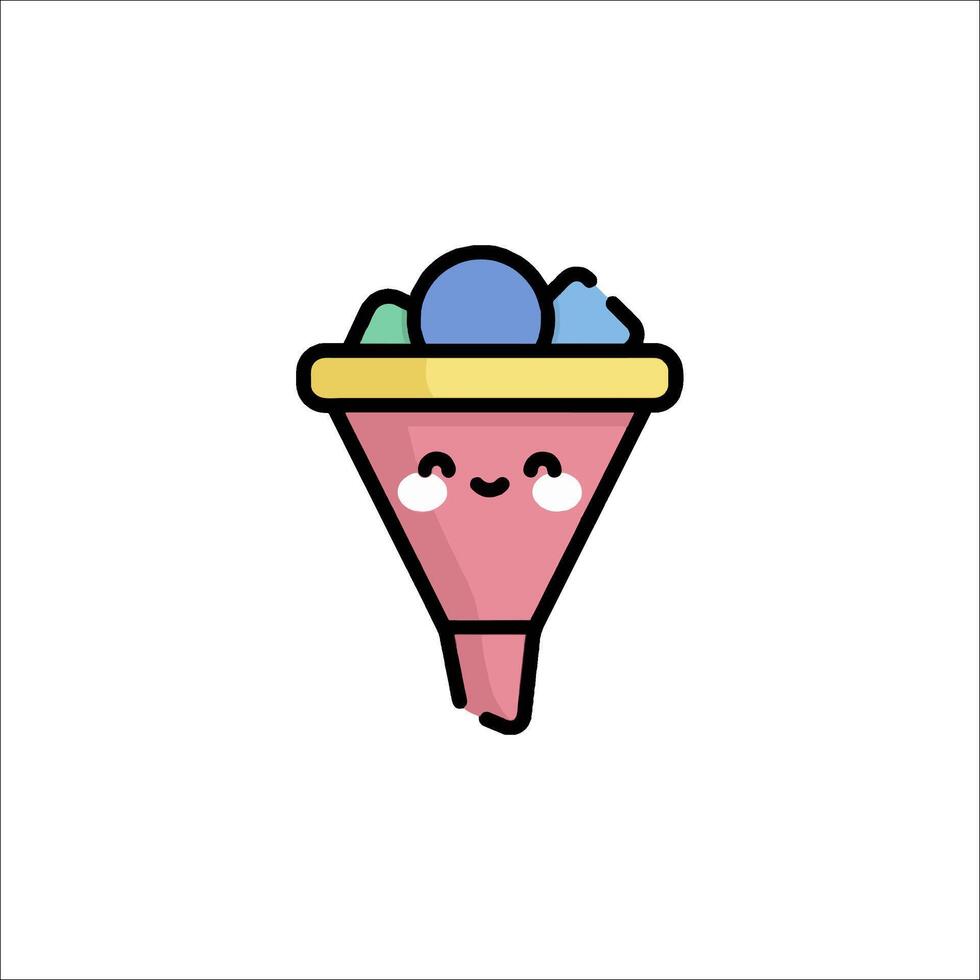An ice cream cone with a smiley face on it vector