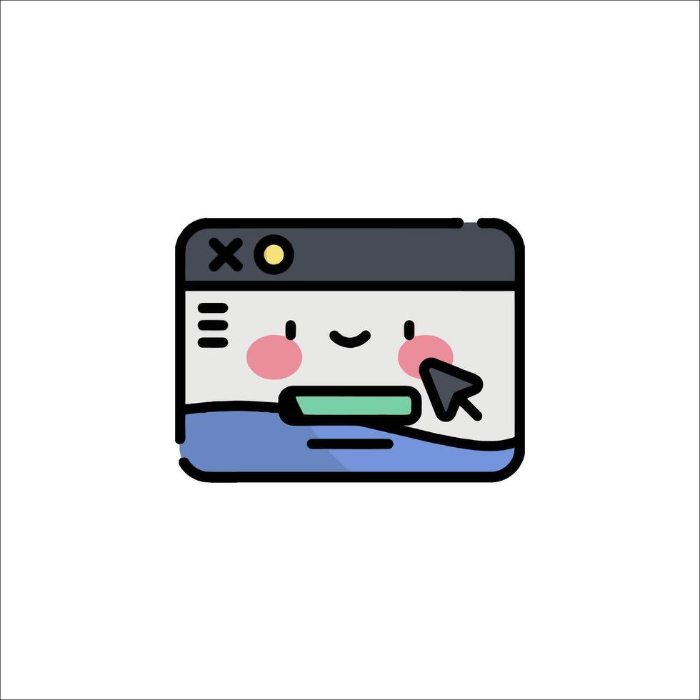 A cute little mouse icon with a smiley face vector