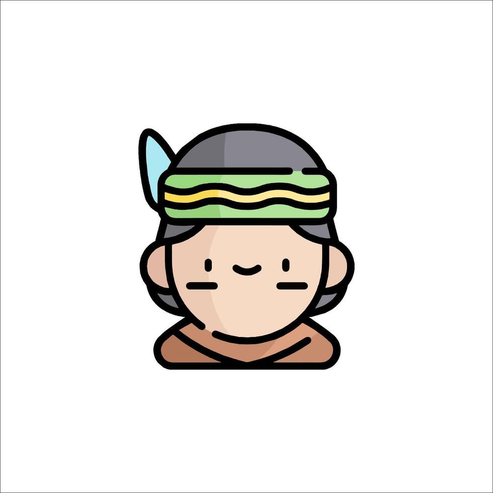 A cartoon native american man with a feather headband vector