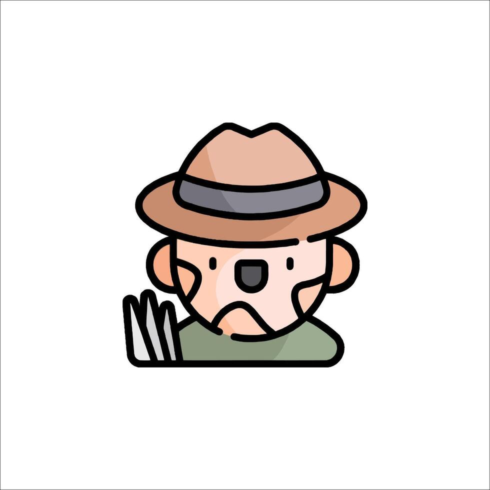 A cartoon man wearing a hat and holding a knife vector