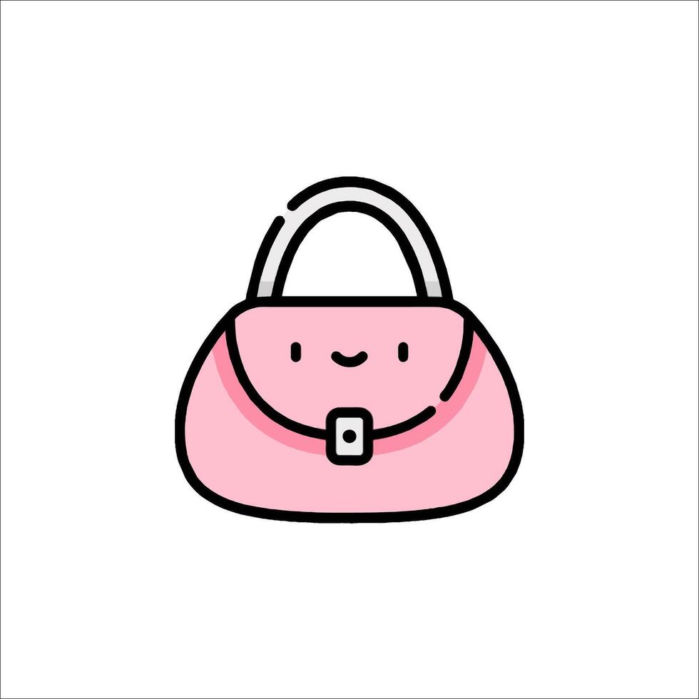 A pink purse icon with a smiley face vector