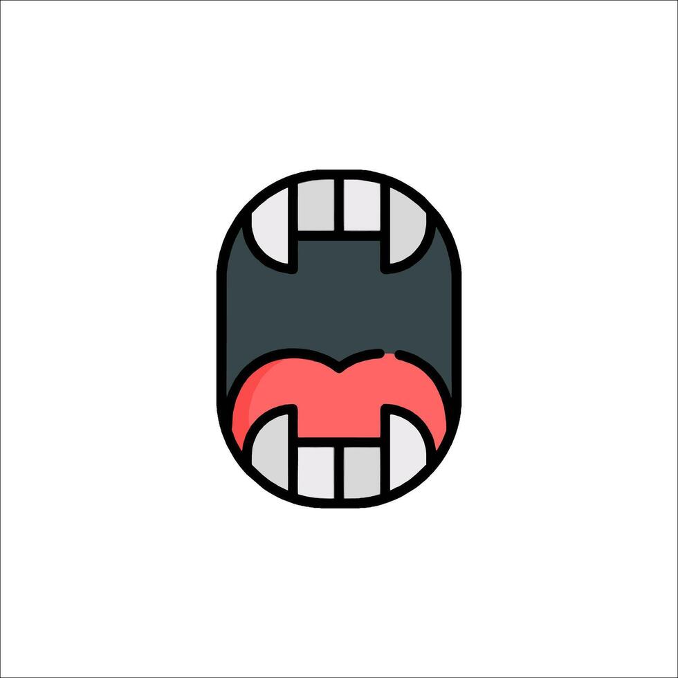 A cartoon mouth with teeth and red tongue vector