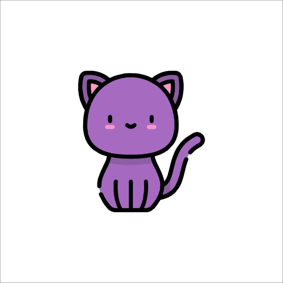 A purple cat with pink eyes and a white background vector