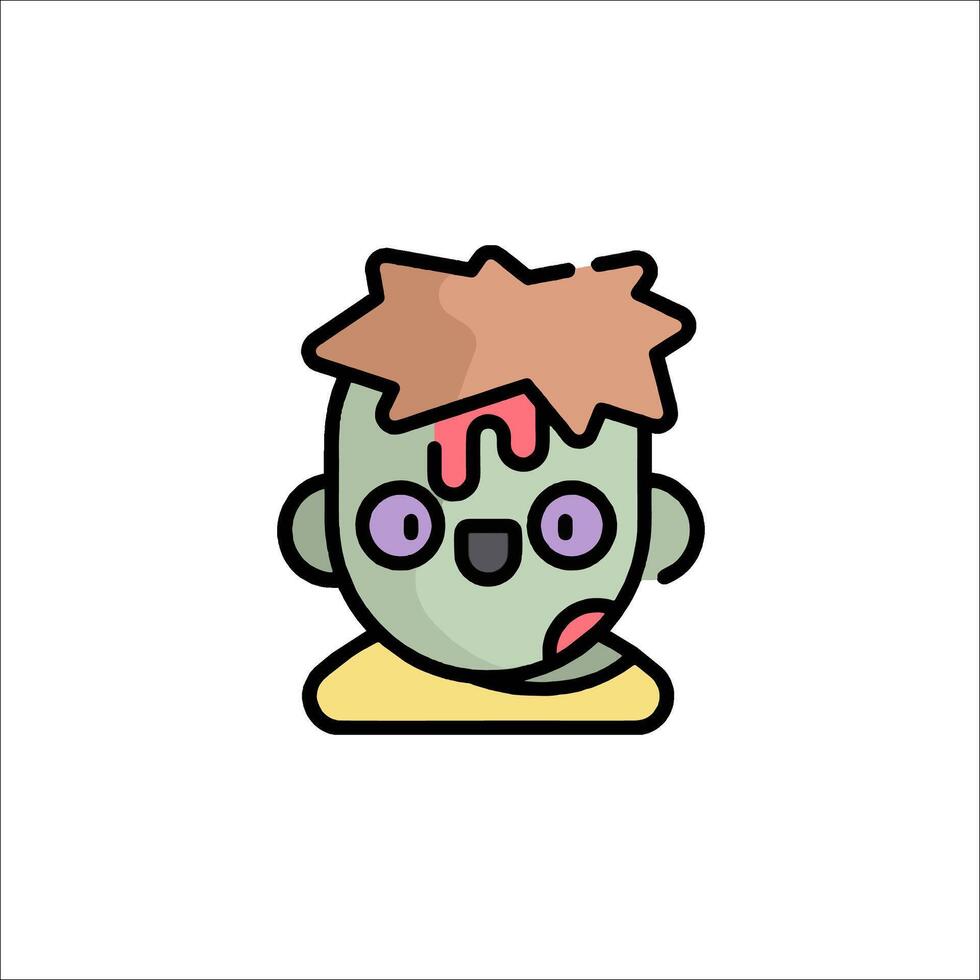 A cartoon zombie face with a purple hair vector