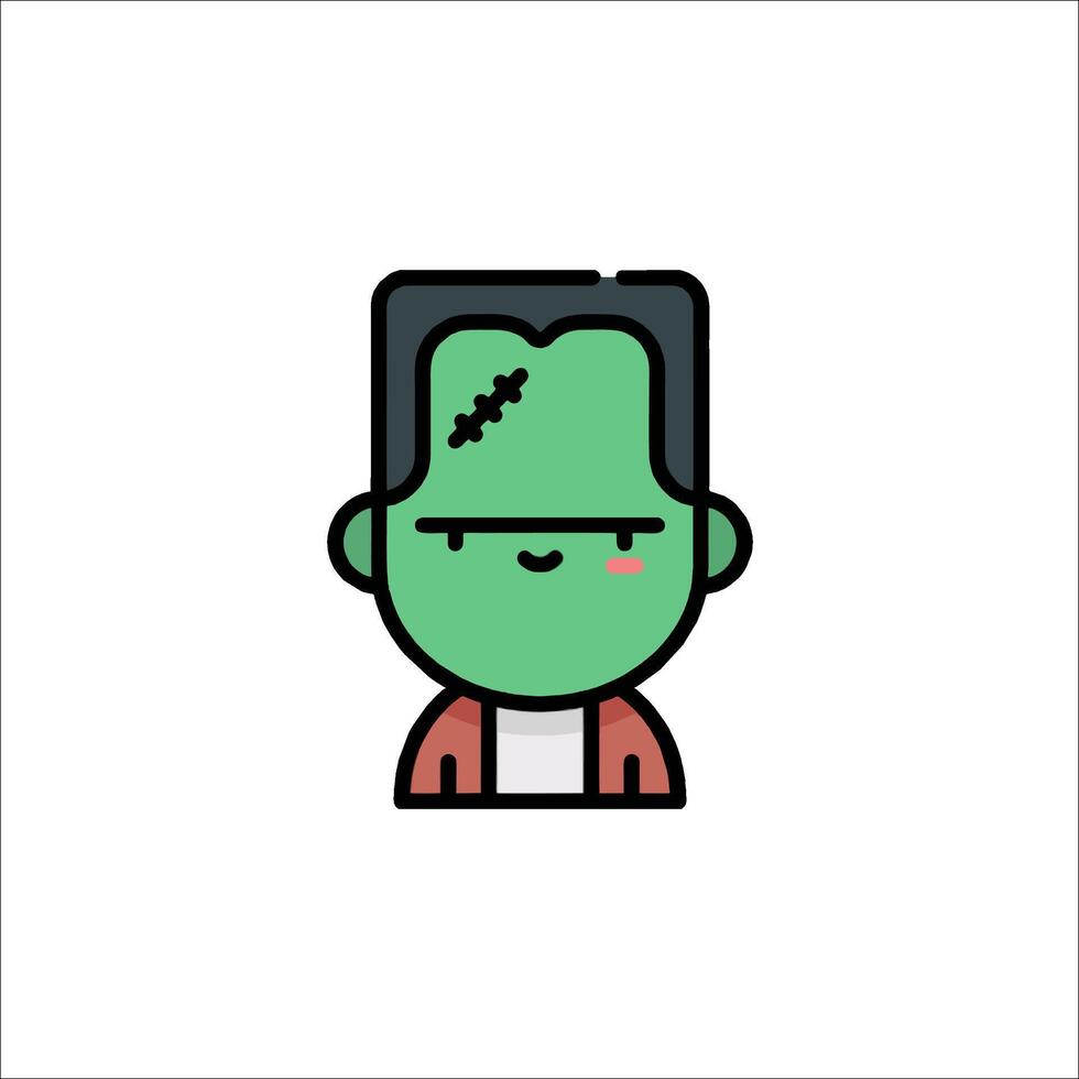 A cartoon character with a green face and a red shirt vector