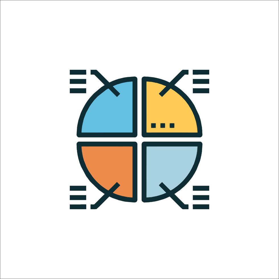 A colorful logo with arrows and a pie chart vector