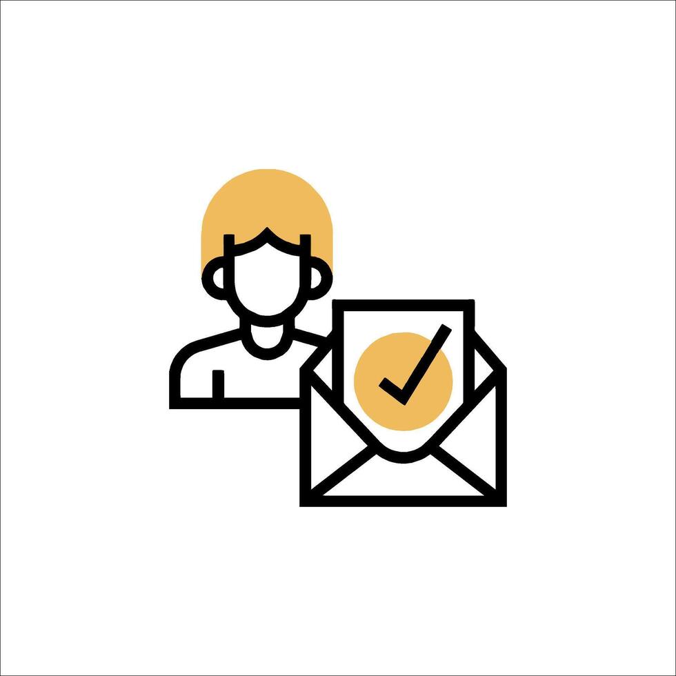 Email icon with a person holding an envelope vector