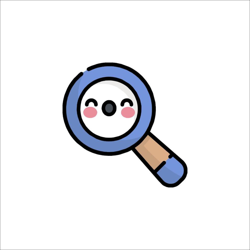 A cartoon magnifying glass with a face on it vector
