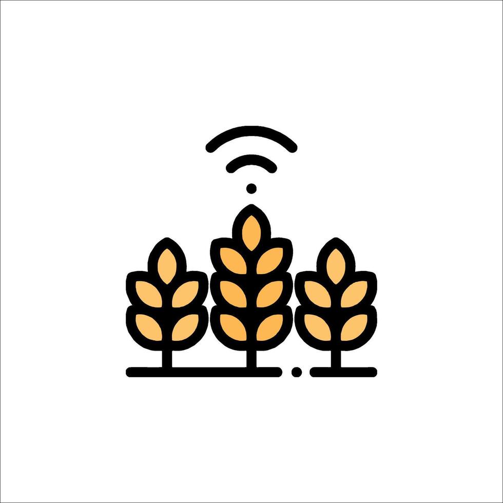 A line icon of wheat and a wifi symbol vector