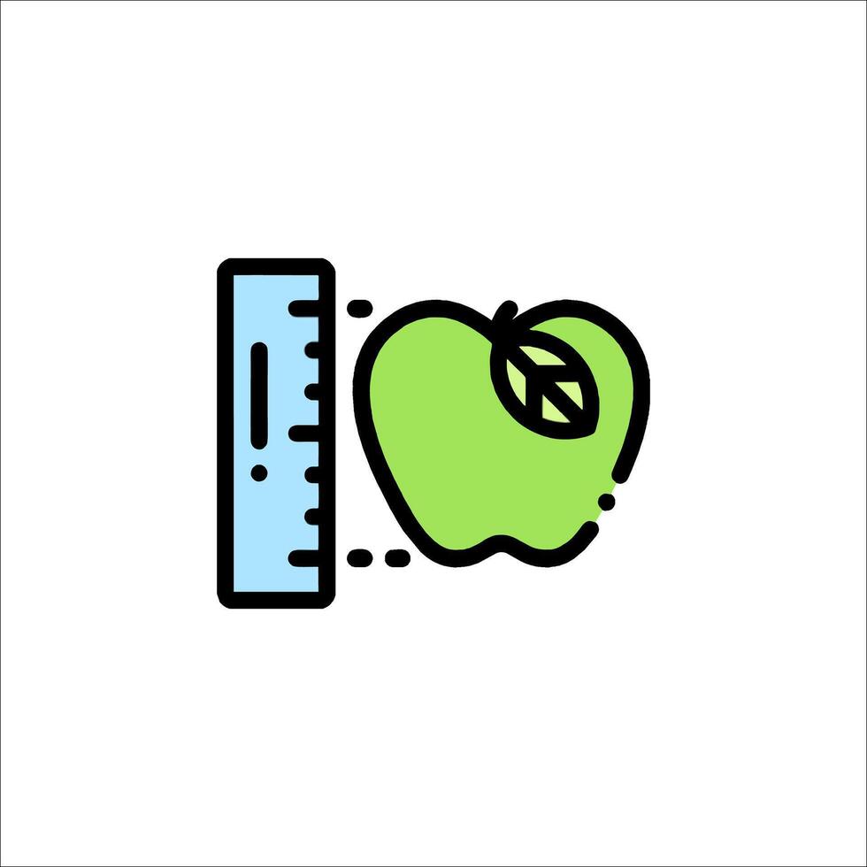 An apple and a ruler icon vector