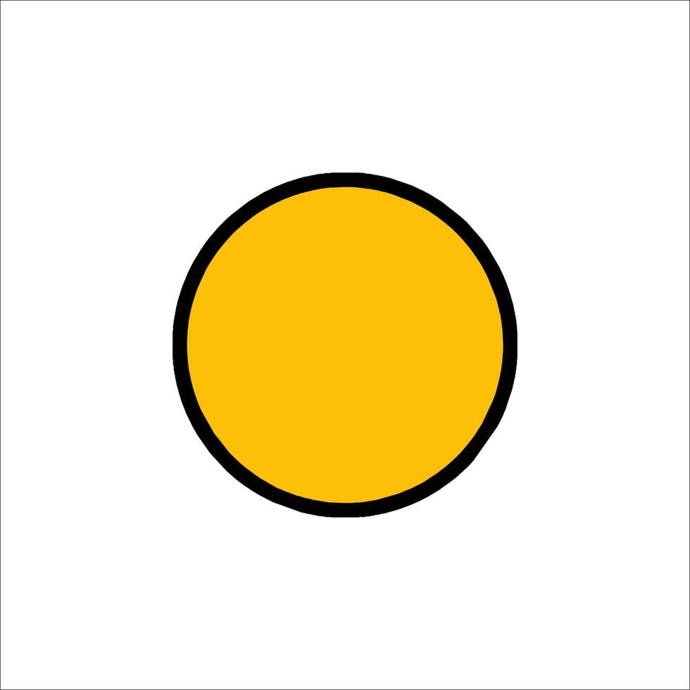 A yellow circle with a black dot in the center vector