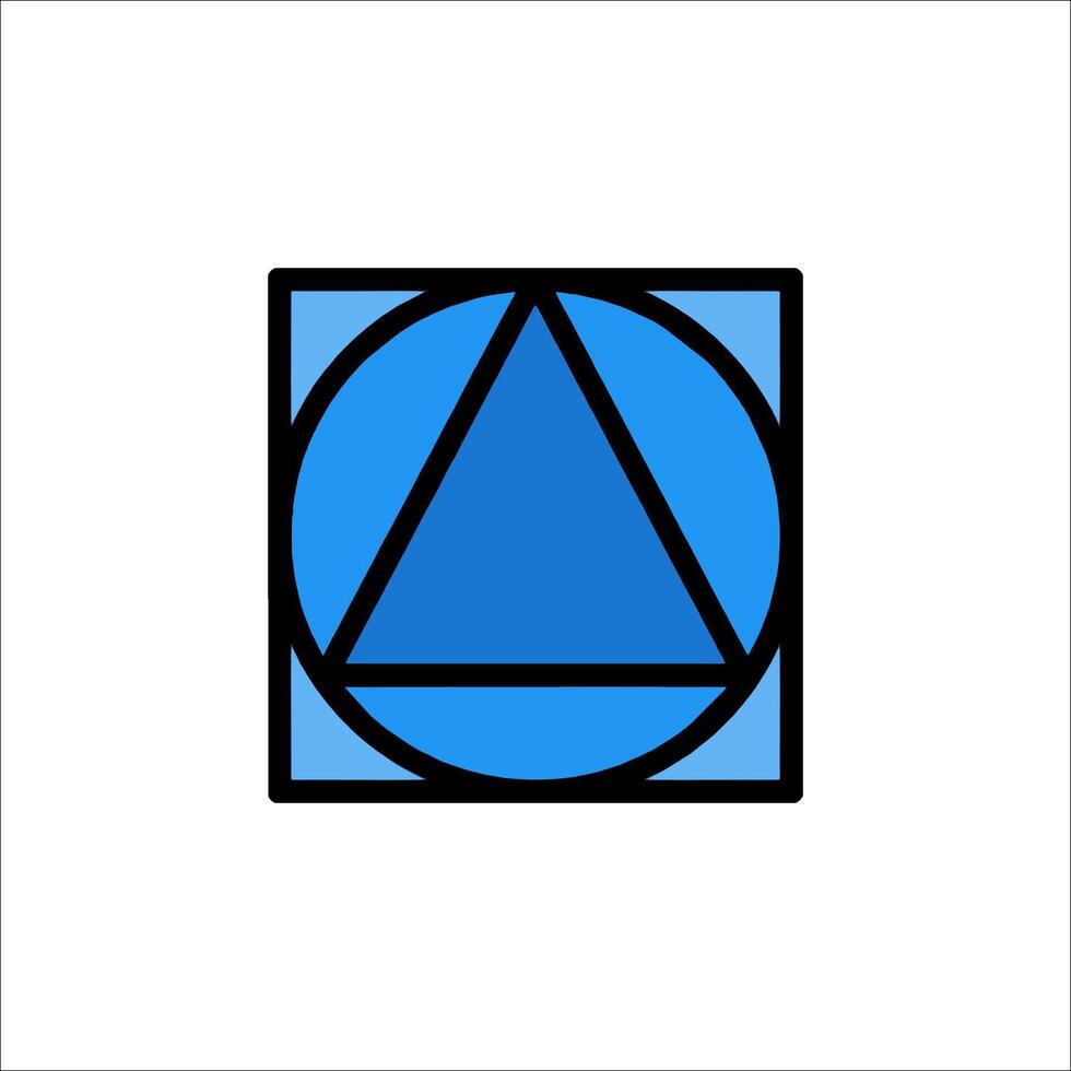 A blue triangle with a black outline vector