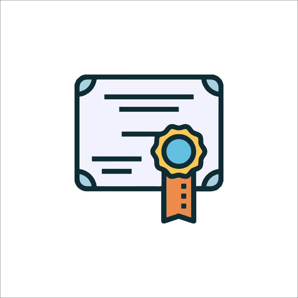 Certificate icon, line icon, illustration vector