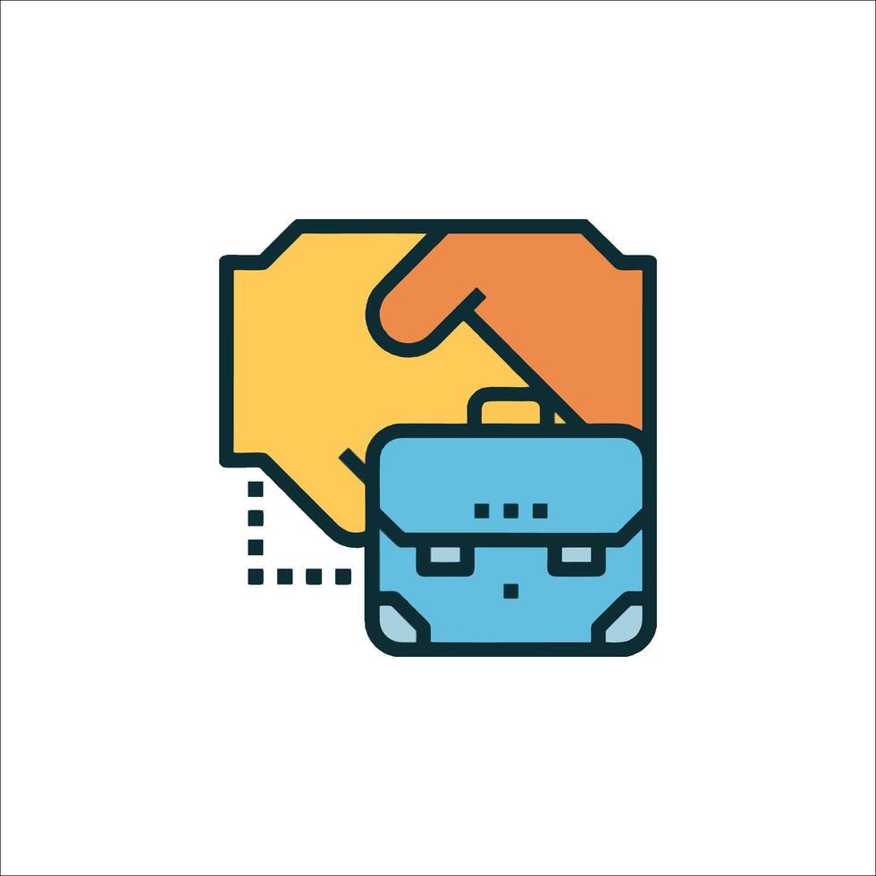 A hand holding a briefcase and a hand holding a briefcase vector
