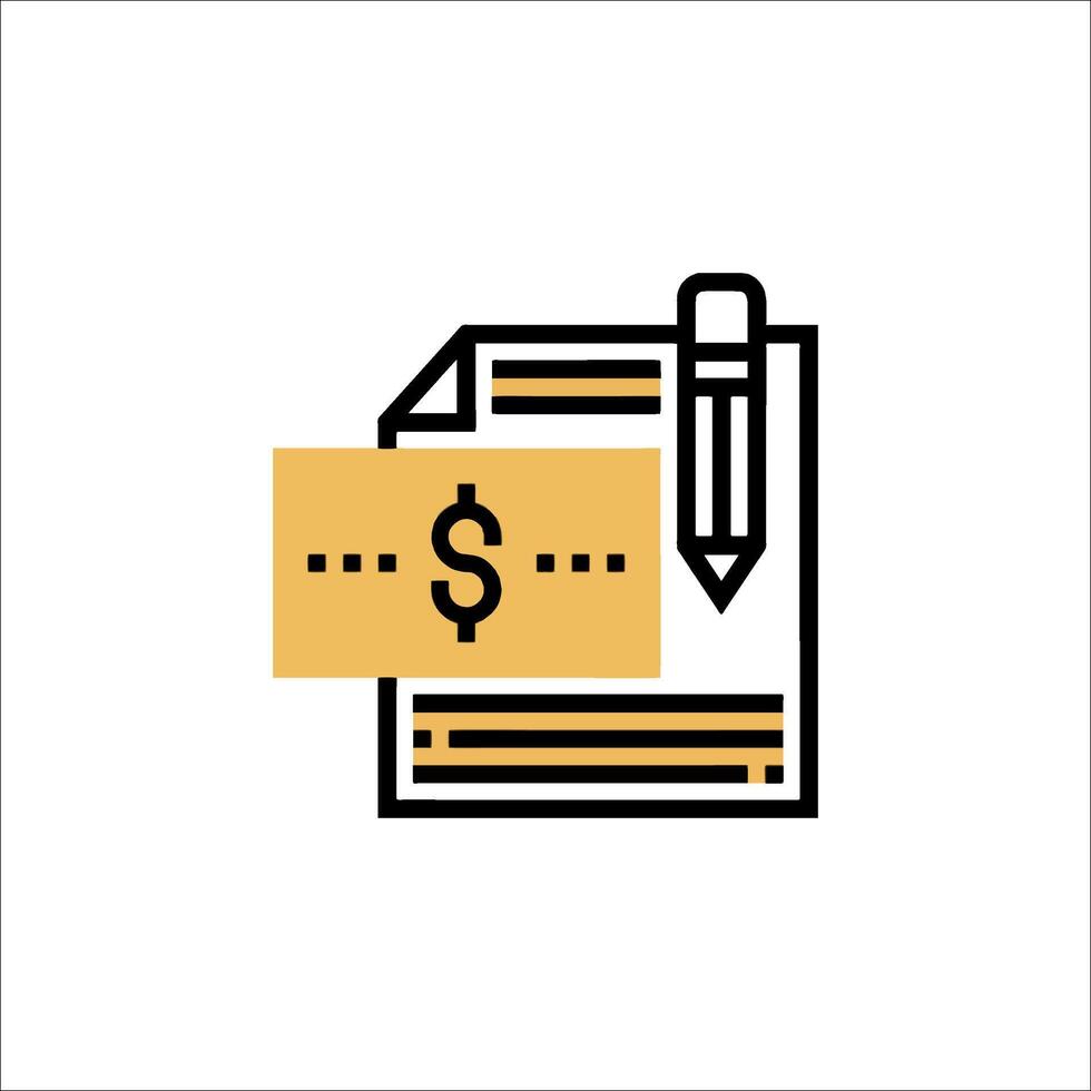 A pen and paper icon with a dollar sign vector