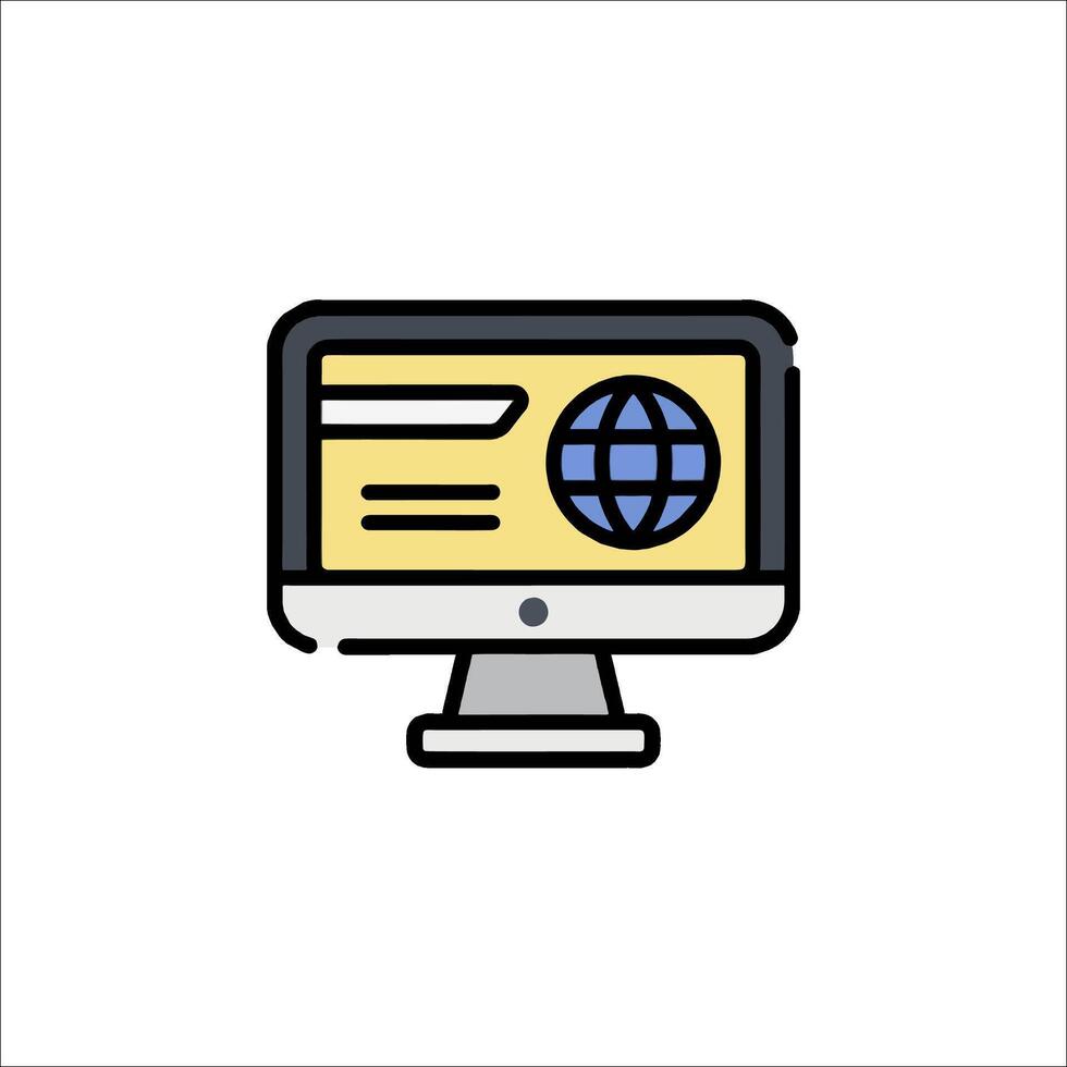 A computer monitor with a globe icon vector