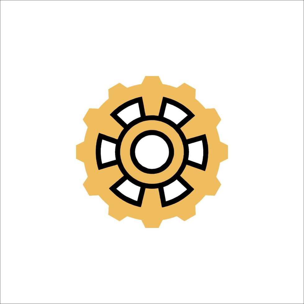 A yellow gear wheel icon on a white background vector