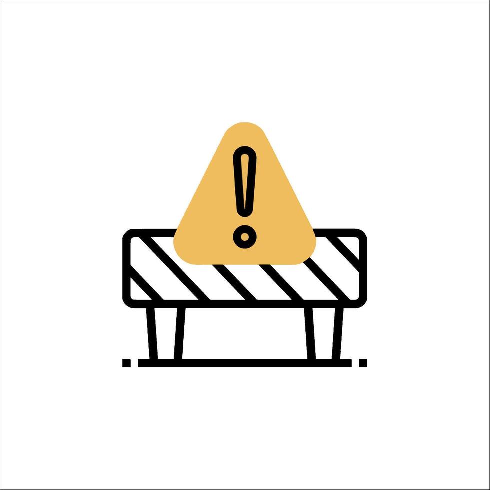 A yellow caution sign on a table with a triangle vector