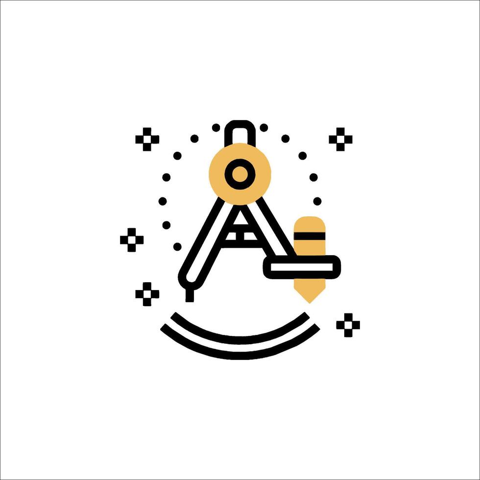 A black and gold compass icon vector
