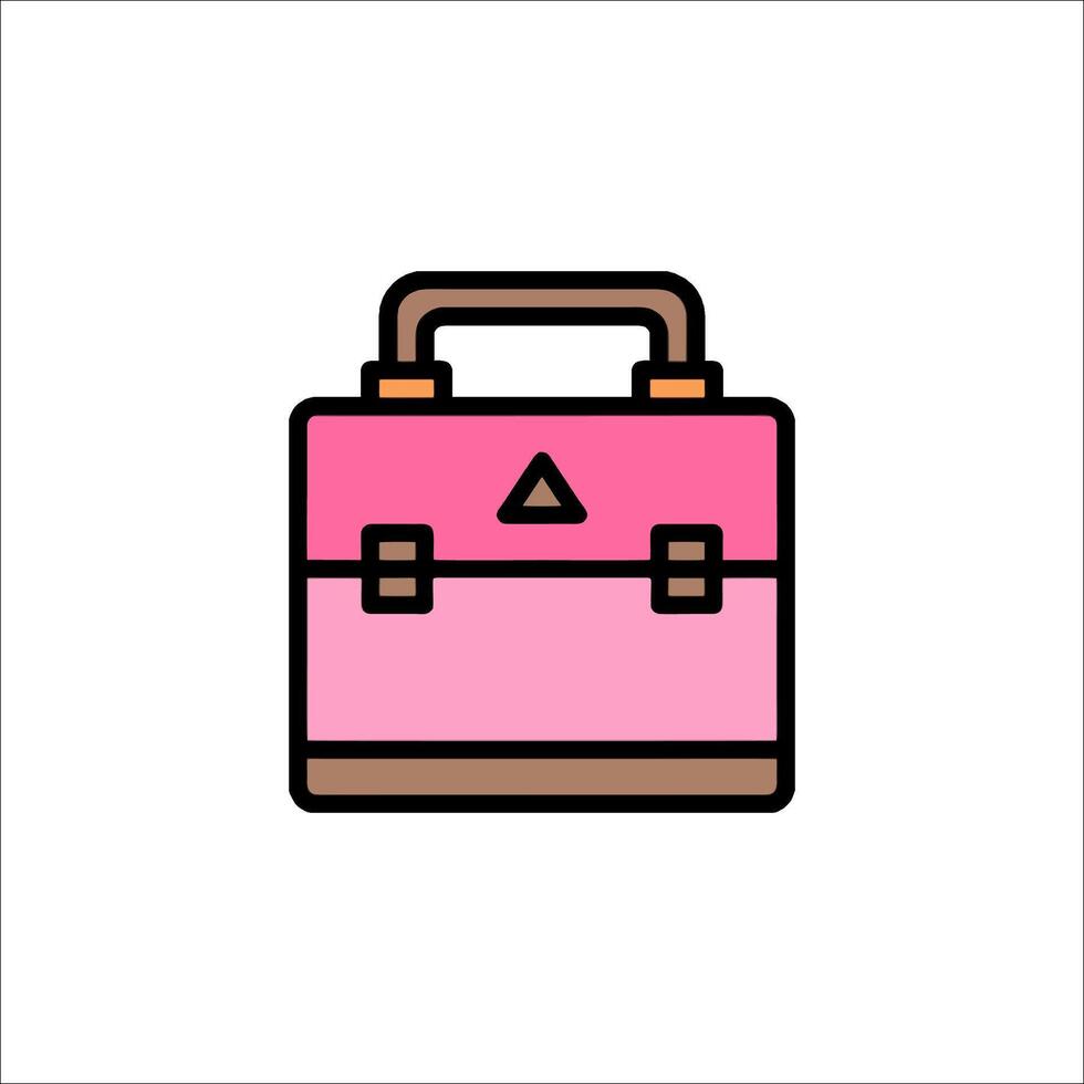 A pink suitcase icon on a white background vector