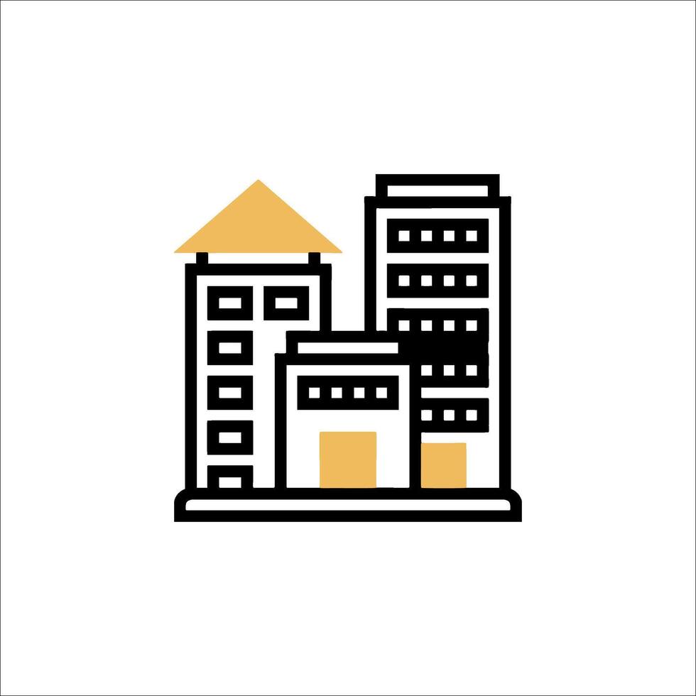 A city icon with a building and a roof vector