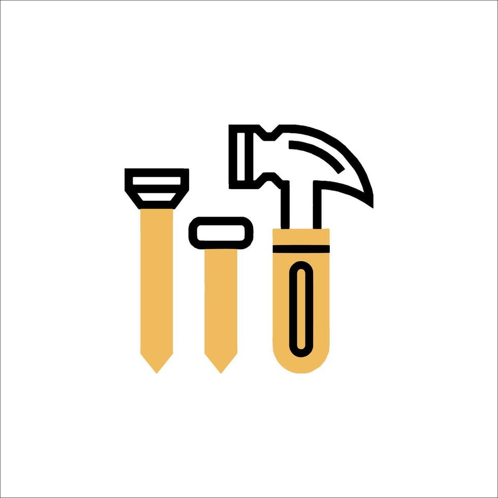 A hammer and nails icon vector
