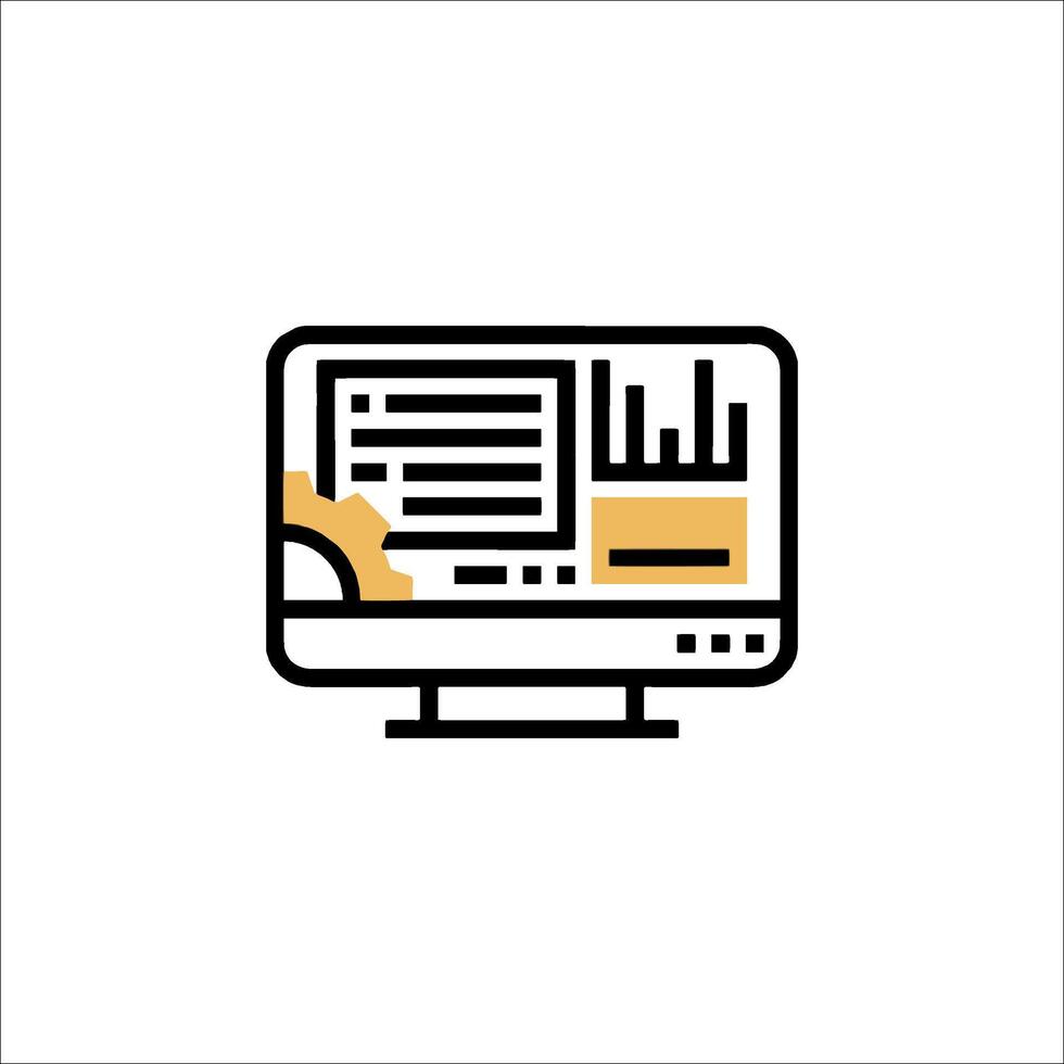 A computer monitor with a clock and a calendar icon vector
