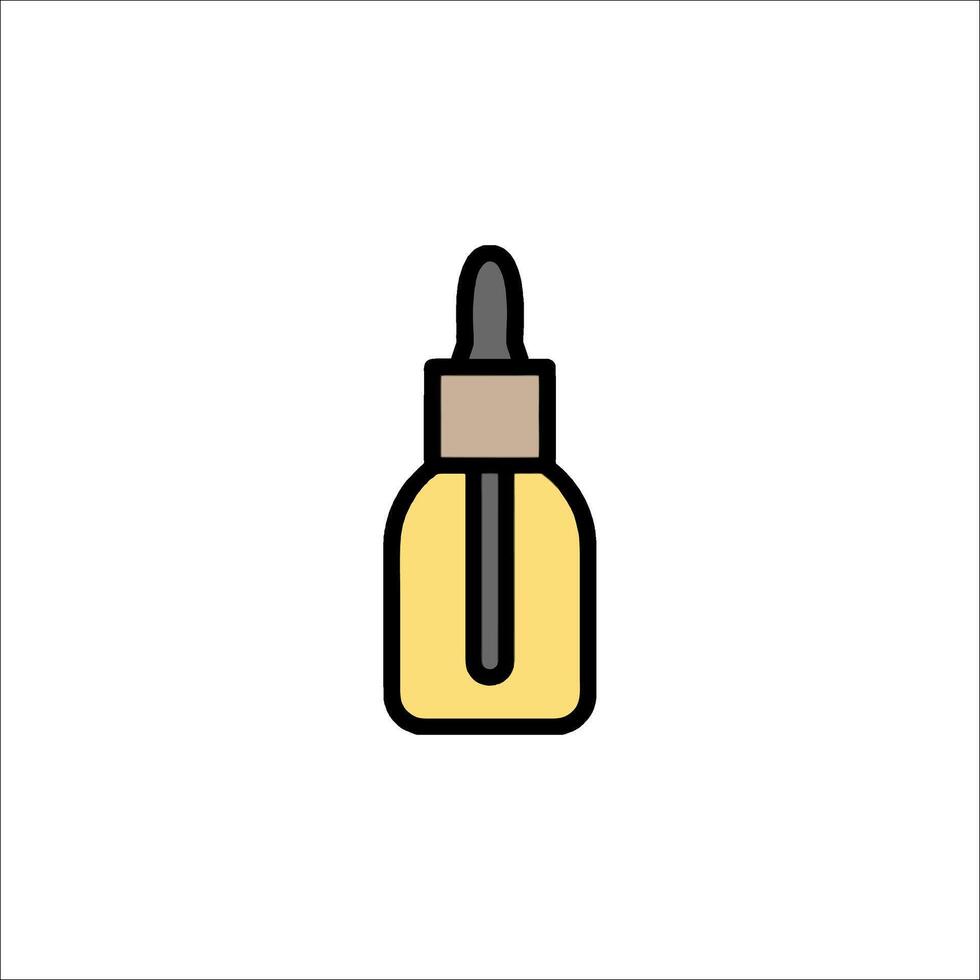 A bottle of liquid with a black cap on top vector