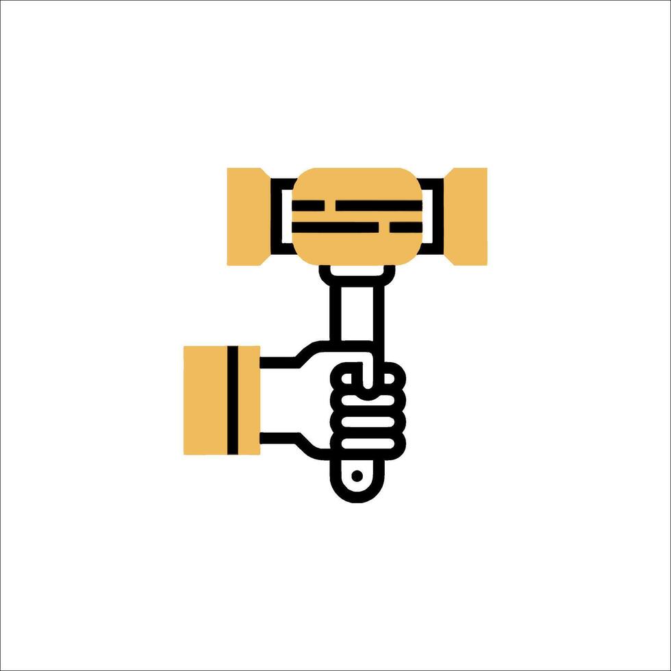 Hand holding hammer icon vector