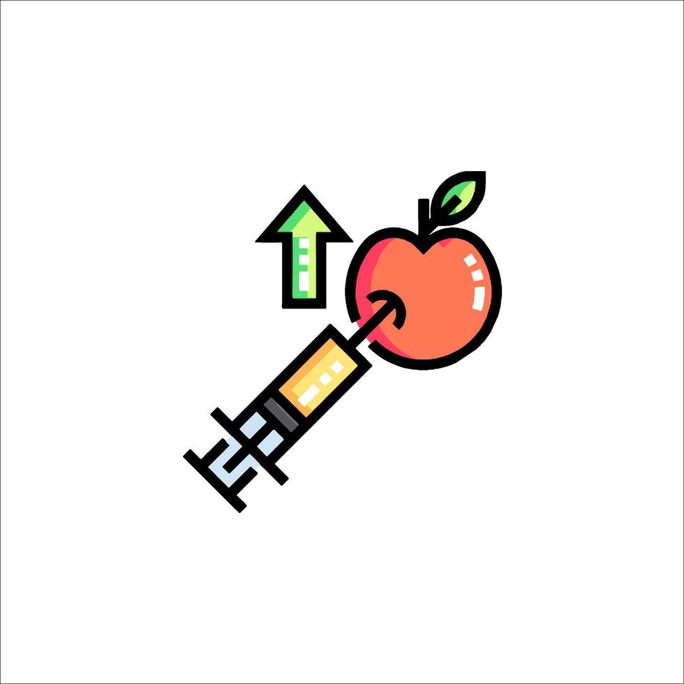 An apple and syringe with an arrow pointing up vector