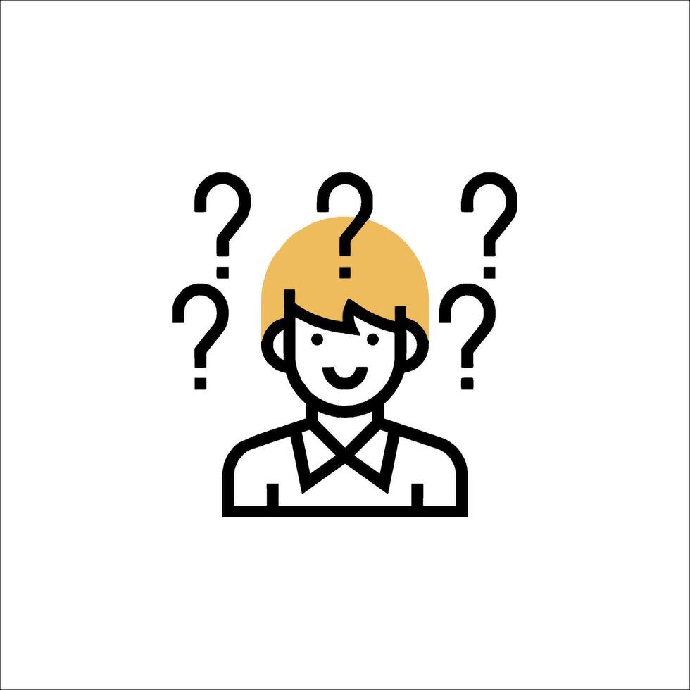 A man with question marks on his head vector