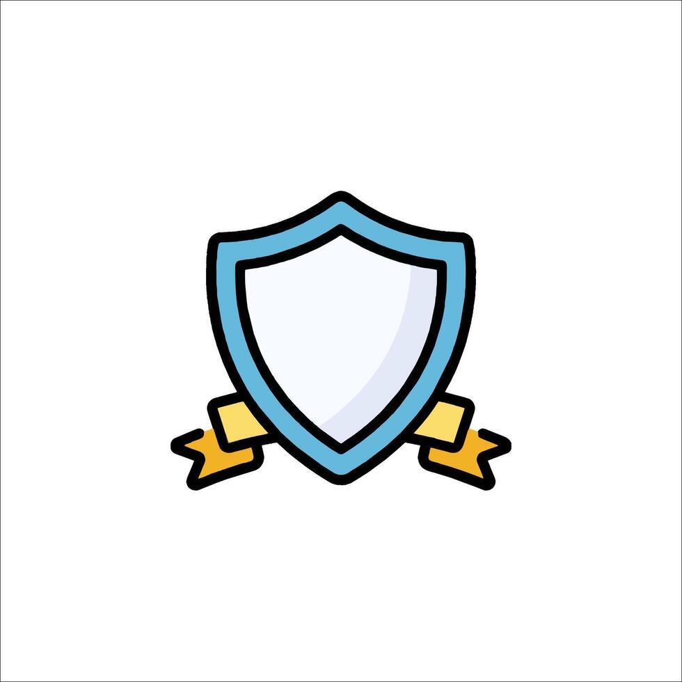 A shield icon with a ribbon around it vector