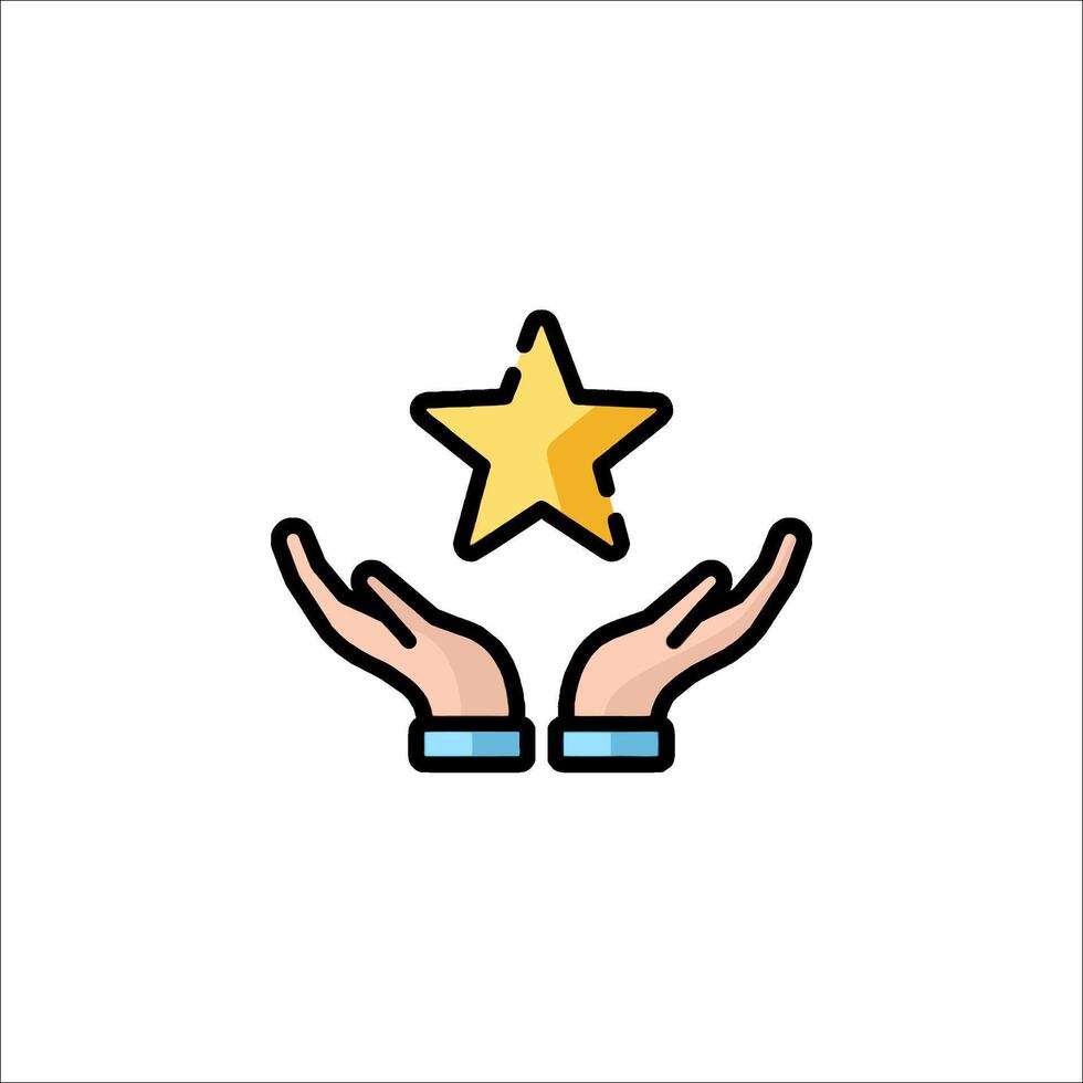 Hands holding a star icon vector