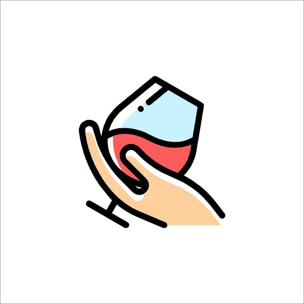 A hand holding a glass of wine icon vector