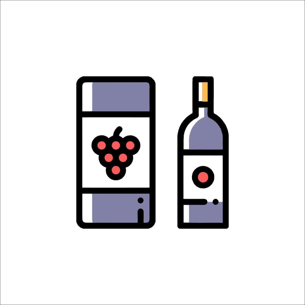 Wine bottle and cell phone icon vector