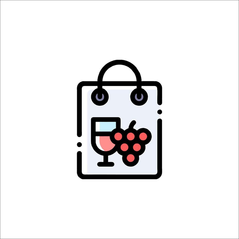 Wine shopping bag icon illustration vector