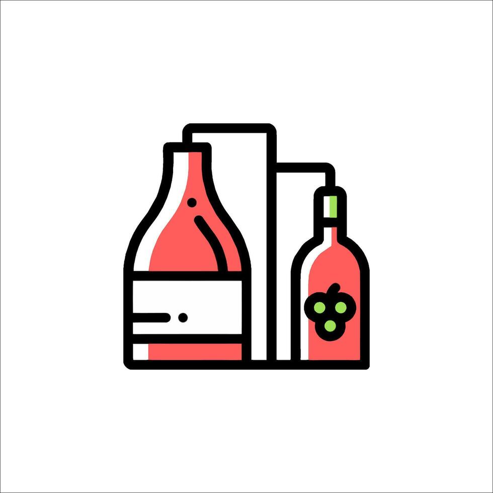 Wine bottles and bottles icon vector
