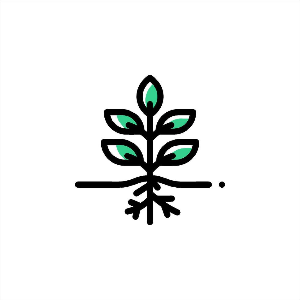 A plant with leaves and roots on it vector