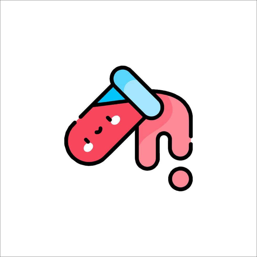 A cartoon blood test tube with a droplet on it vector